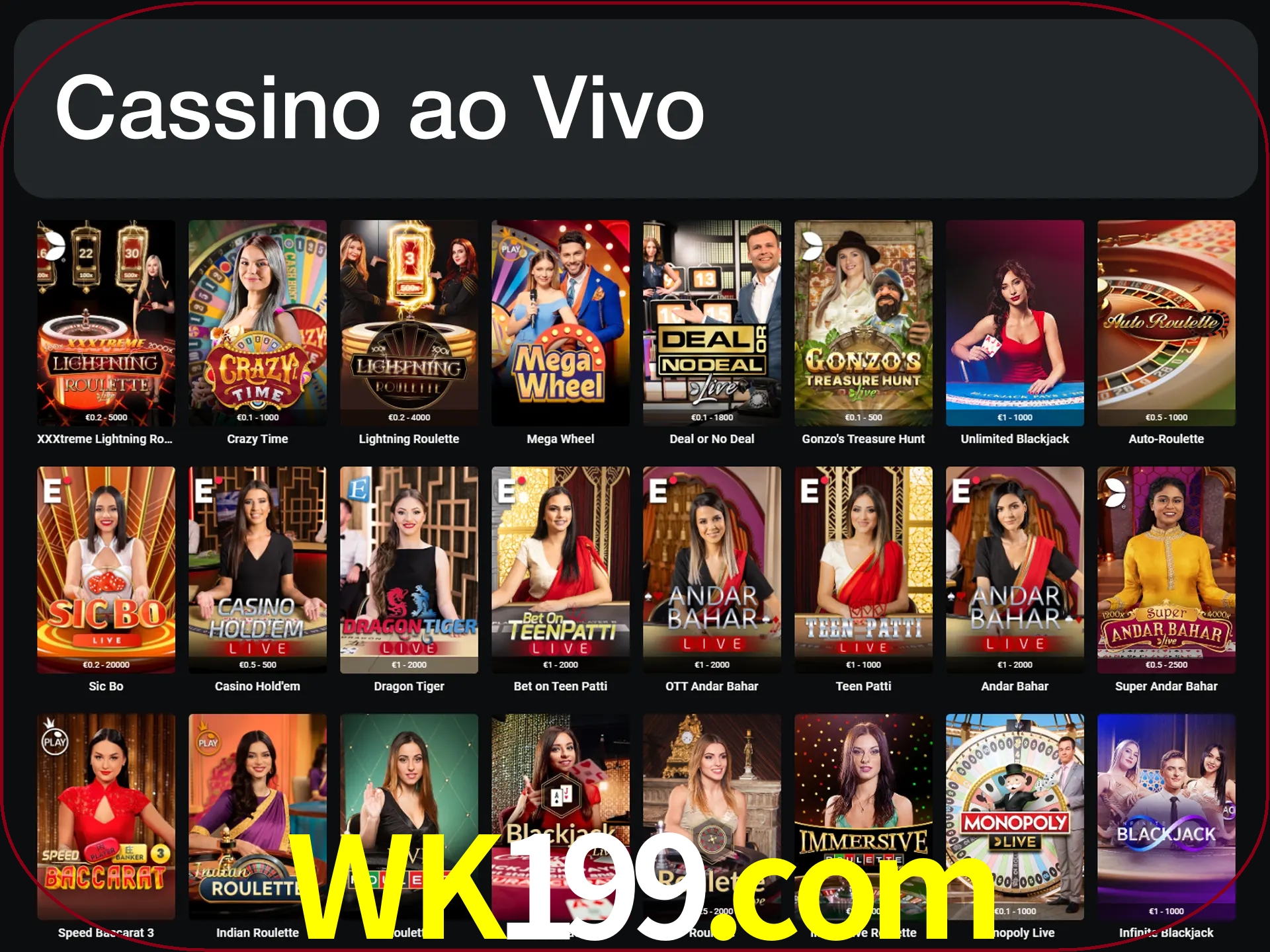 Jogue jogos de cassino com um verdadeiro dealer.