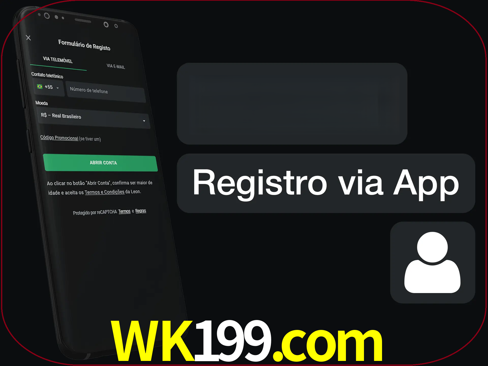 Registre-se com duas etapas usando o aplicativo.