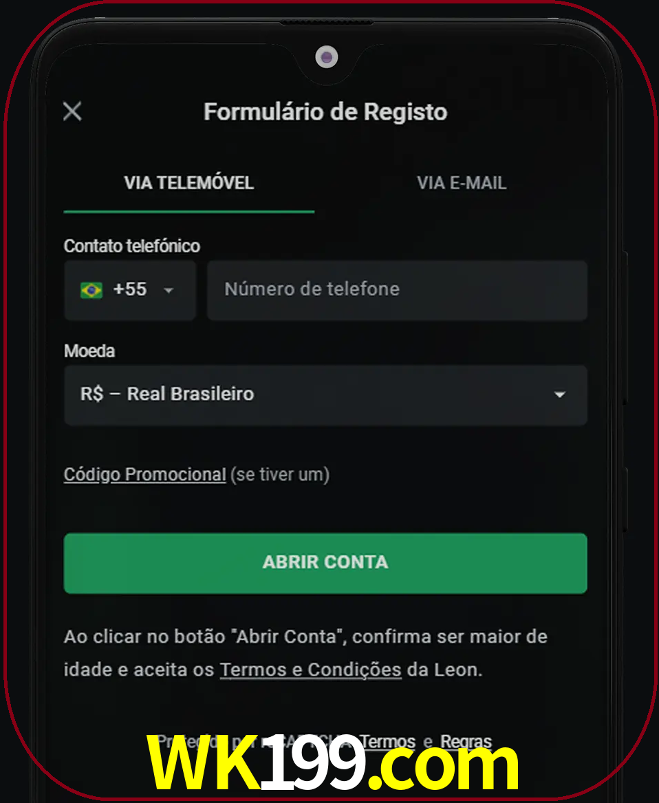 Abra o aplicativo e inicie o processo de registro.